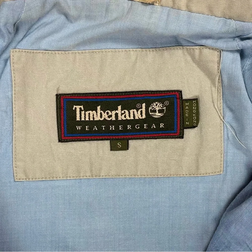 Vintage 90s Timberland Weathergear Beige Zip Up Hooded Heavy Jacket Men's Small